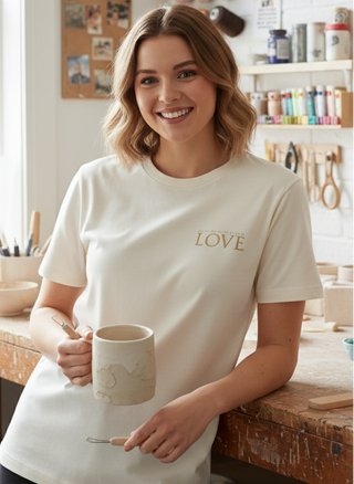 Golden Love T-Shirt Detail, Mountain Movers christlicher Print