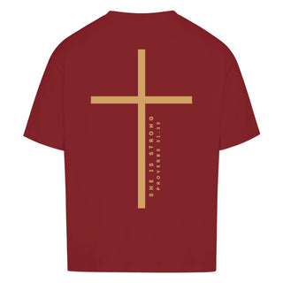 Ze is een sterke sportschool oversized T-shirt met print op de achterkant