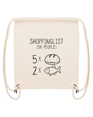 Shoppinglist Gym Bag Beige, christlicher Turnbeutel von Mountain Movers