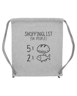 Shoppinglist Gym Bag Grau, christlicher Turnbeutel von Mountain Movers