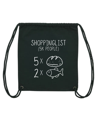 Shoppinglist Gym Bag Schwarz, christlicher Turnbeutel von Mountain Movers