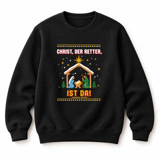 Christ der Retter ist da Krippe Christmas Sweatshirt Schwarz
