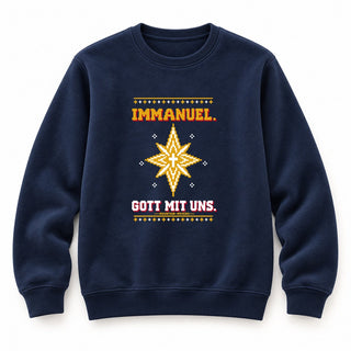 Immanuel Gott mit uns Stern Christmas Sweatshirt Navy