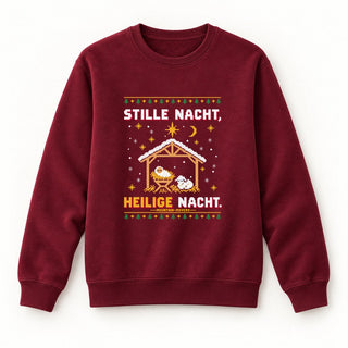 Stille Nacht Heilige Nacht Krippe Christmas Sweatshirt Burgunder