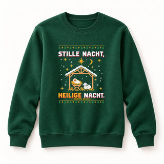 Stille Nacht Heilige Nacht Krippe Christmas Sweatshirt Grün