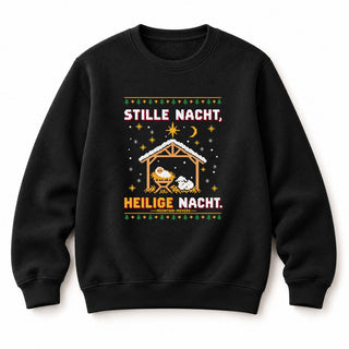 Stille Nacht Heilige Nacht Krippe Christmas Sweatshirt Schwarz