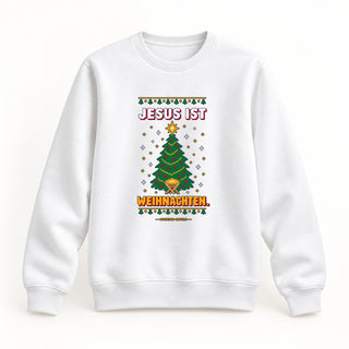 Jesus ist Weihnachten Tannenbaum Christmas Sweatshirt Weiß
