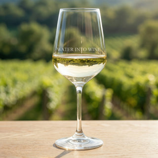 Water into Wine bauchiges Weinglas Variante, Mountain Movers christliches Design