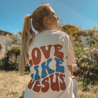 Love Like Jesus Oversized Shirt BackPrint Variante, Mountain Movers christliches Design