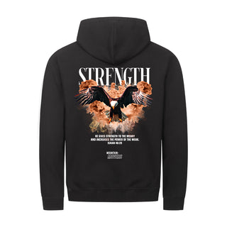 Strength Streetwear Zipper Hoodie Backprint, christliche Streetwear von Mountain Movers