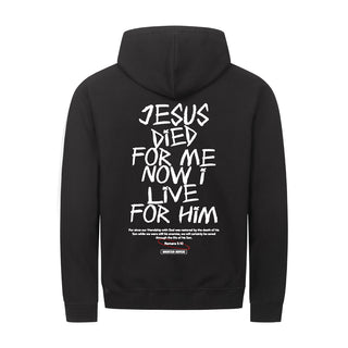 Jesus died for me Zipper Hoodie Backprint, christliche Streetwear von Mountain Movers