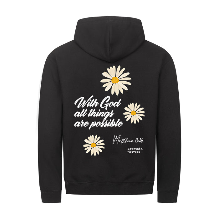 With God Flower Zipper Hoodie Backprint