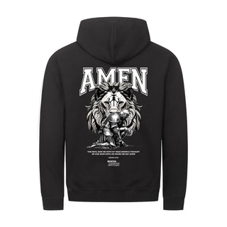 Amen Zipper Hoodie Backprint, christliche Streetwear von Mountain Movers