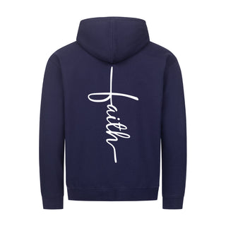 Faith Cross Zipper Hoodie Backprint Detailansicht, Mountain Movers christliche Streetwear