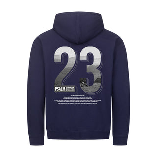 Psalm 23 Zipper Hoodie Backprint Detailansicht, Mountain Movers christliche Streetwear