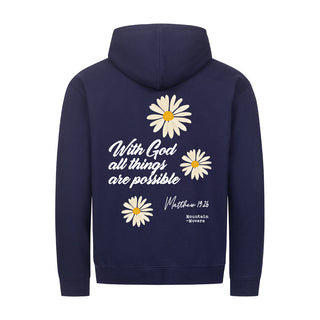 With God Flower Zipper Hoodie Backprint Detailansicht, Mountain Movers christliche Streetwear