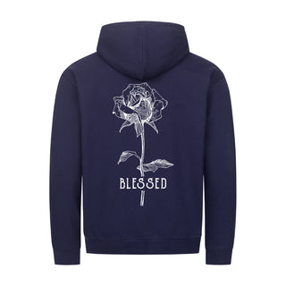 Blessed Rose Zipper Hoodie Backprint Detailansicht, Mountain Movers christliche Streetwear