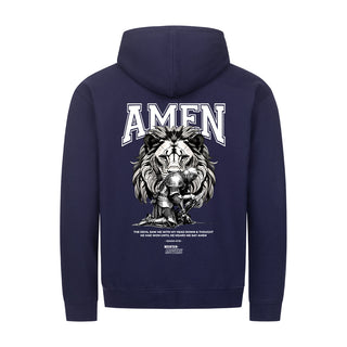 Amen Zipper Hoodie Backprint Detailansicht, Mountain Movers christliche Streetwear