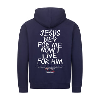 Jesus died for me Zipper Hoodie Backprint Detailansicht, Mountain Movers christliche Streetwear