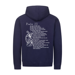 Psalm 23 Text Zipper Hoodie Backprint Detailansicht, Mountain Movers christliche Streetwear