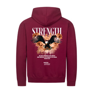 Strength Streetwear Zipper Hoodie Backprint Detailansicht, Mountain Movers christliche Streetwear
