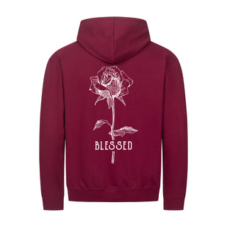 Blessed Rose Zipper Hoodie Backprint Detailansicht, Mountain Movers christliche Streetwear