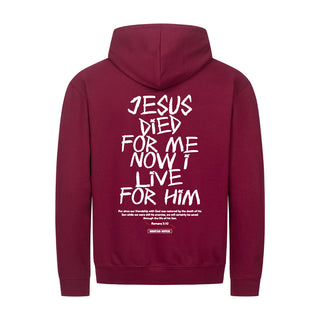 Jesus died for me Zipper Hoodie Backprint Detailansicht, Mountain Movers christliche Streetwear
