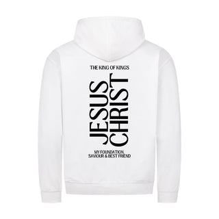 King Jesus Christ Zipper Hoodie Backprint Variante, Mountain Movers christliches Design