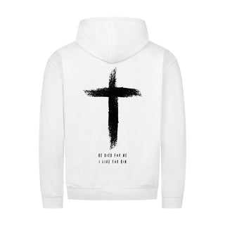 He died Zipper Hoodie Backprint Variante, Mountain Movers christliches Design