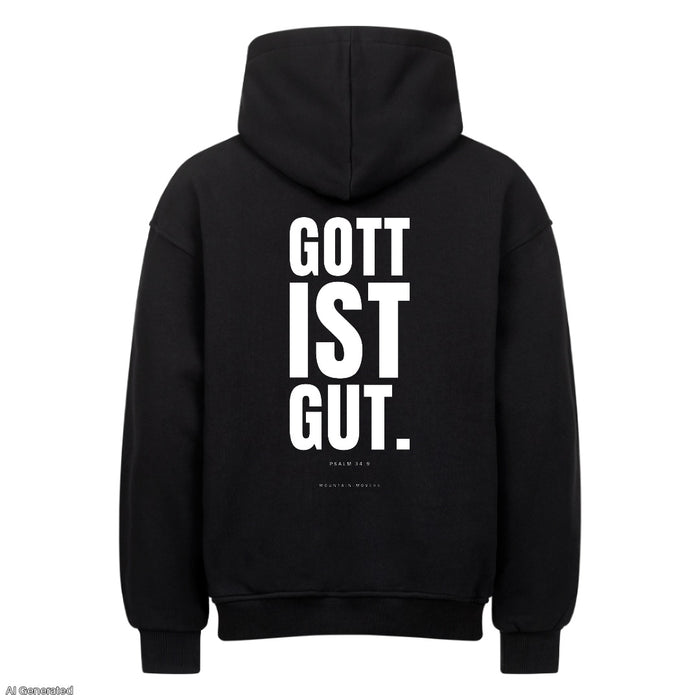 Gott ist gut Psalm 34:9 Oversize Hoodie Backprint