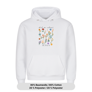 Ask me about Jesus - little flowers Hoodie Variante, Mountain Movers christliches Design