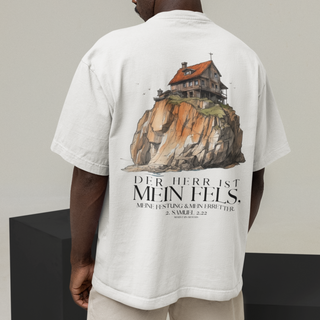 Der Herr ist mein Fels Oversized Shirt BackPrint Produktansicht, Mountain Movers christliche Streetwear
