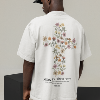 Mein Erlöser lebt Oversized Shirt BackPrint Produktansicht, Mountain Movers christliche Streetwear