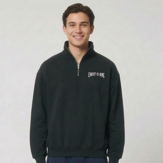 Christ is King Half Zip Sweater, christliche Streetwear von Mountain Movers