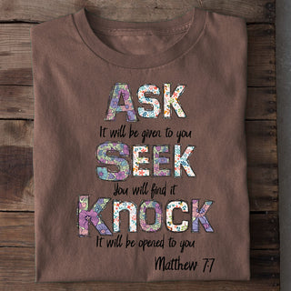 Ask-Seek-Knock Shirt Braun