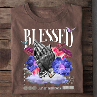 Blessed Front T-Shirt Braun