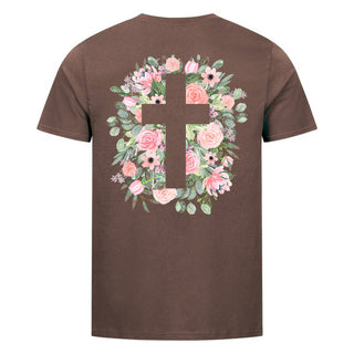 Cross flowers Shirt Backprint Braun