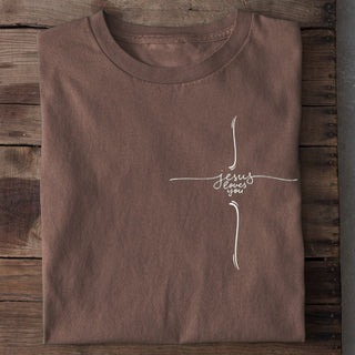 Cross Jesus loves you Shirt Braun