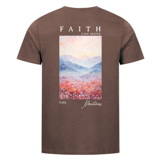 Faith can move the mountains aquarell Shirt Backprint Braun