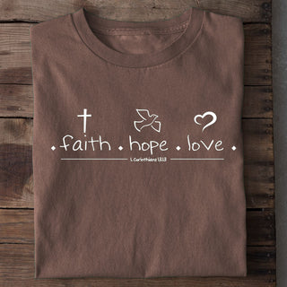 Faith Hope Love Shirt Braun