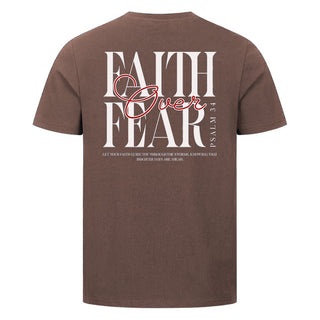 Faith Over Fear Minimalist Shirt Backprint Braun