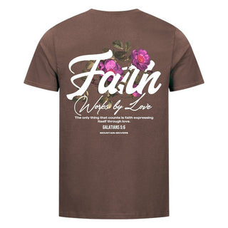 Faith Work By love Shirt Backprint Braun