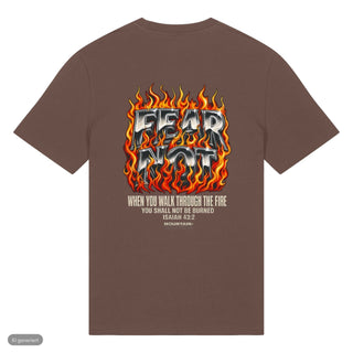 Fear Not Flammen Jesaja 43:2 T-Shirt Front & Backprint Braun