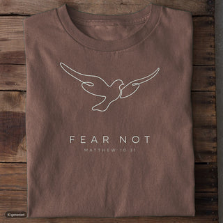 Fear Not Taube Matthäus 10:31 T-Shirt Frontprint Braun