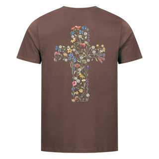 Flower Cross Shirt Backprint Braun