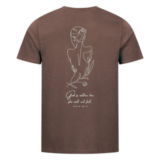 God is within her Lineart Shirt Backprint Braun