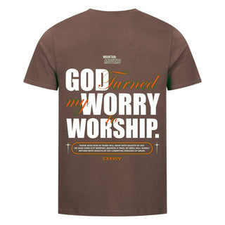 God Turned my Worry Shirt Backprint Braun