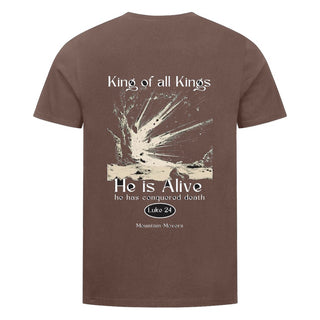 He is Alive Shirt Backprint Braun
