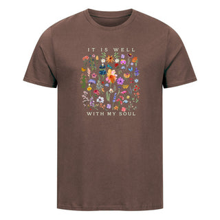 It is Well (Flowers) Shirt Braun
