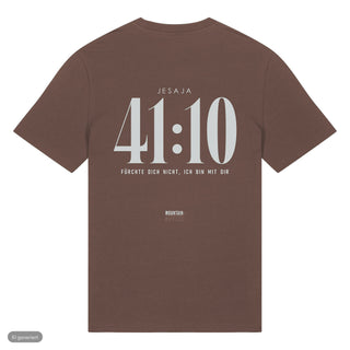 Jesaja 41:10 Deutsch T-Shirt Front & Backprint Braun